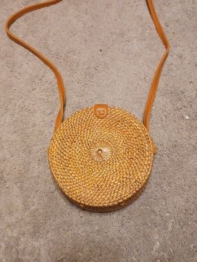 Boho Round Woven Ratan Bag 7 In